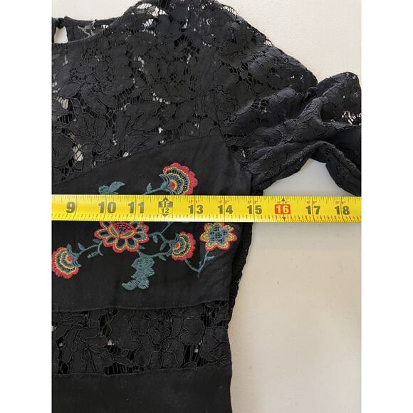 Y2K Fairygoth Romantic Babydoll Dress XS Floral Embroidery Whimsigoth Cottage - Picture 14 of 16